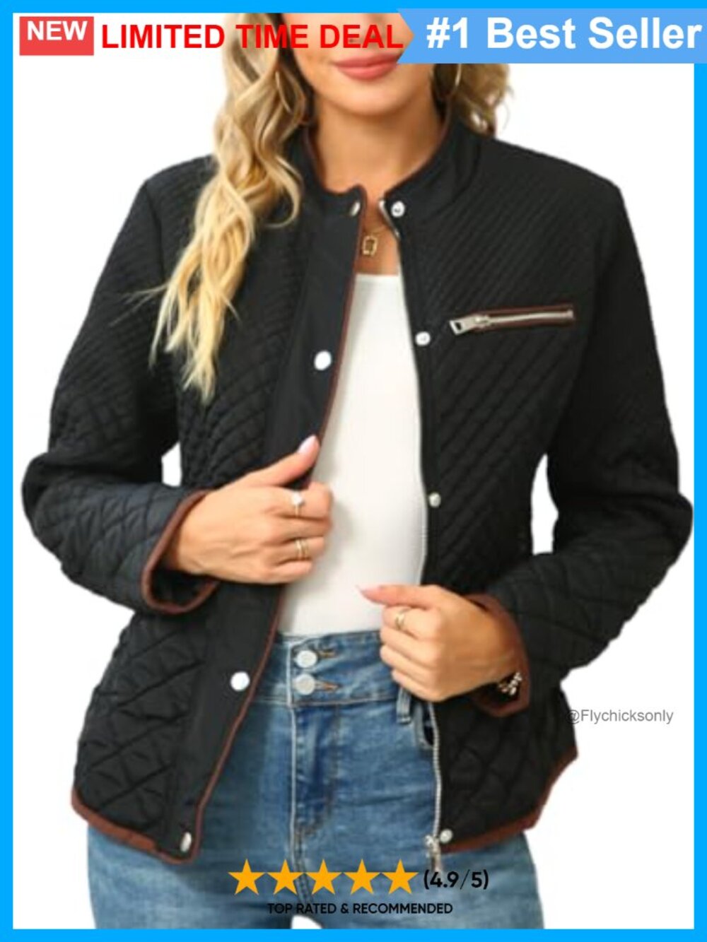 Quilted Lightweight Puffer Jacket Stand Collar Fitted Packable Fall Winter
